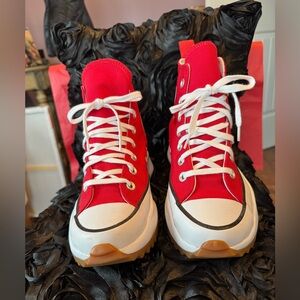Cherry Red Converse Run Star Hike Platform High Tops Size 6 Fits 7 Platforms